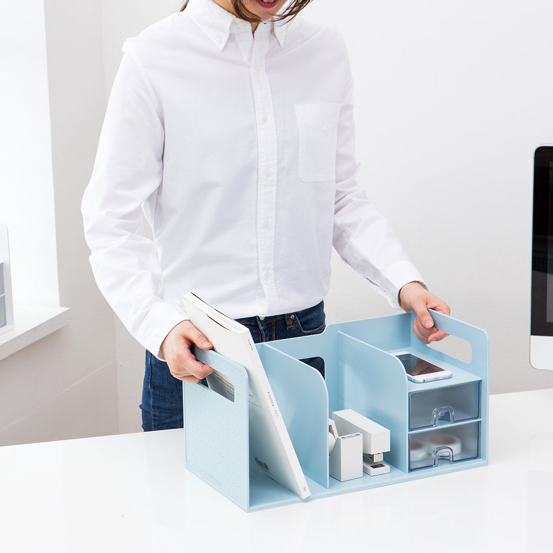 Sysmax | Book Rack With 2 Drawers | 2 Bookshelf | Organiser | White