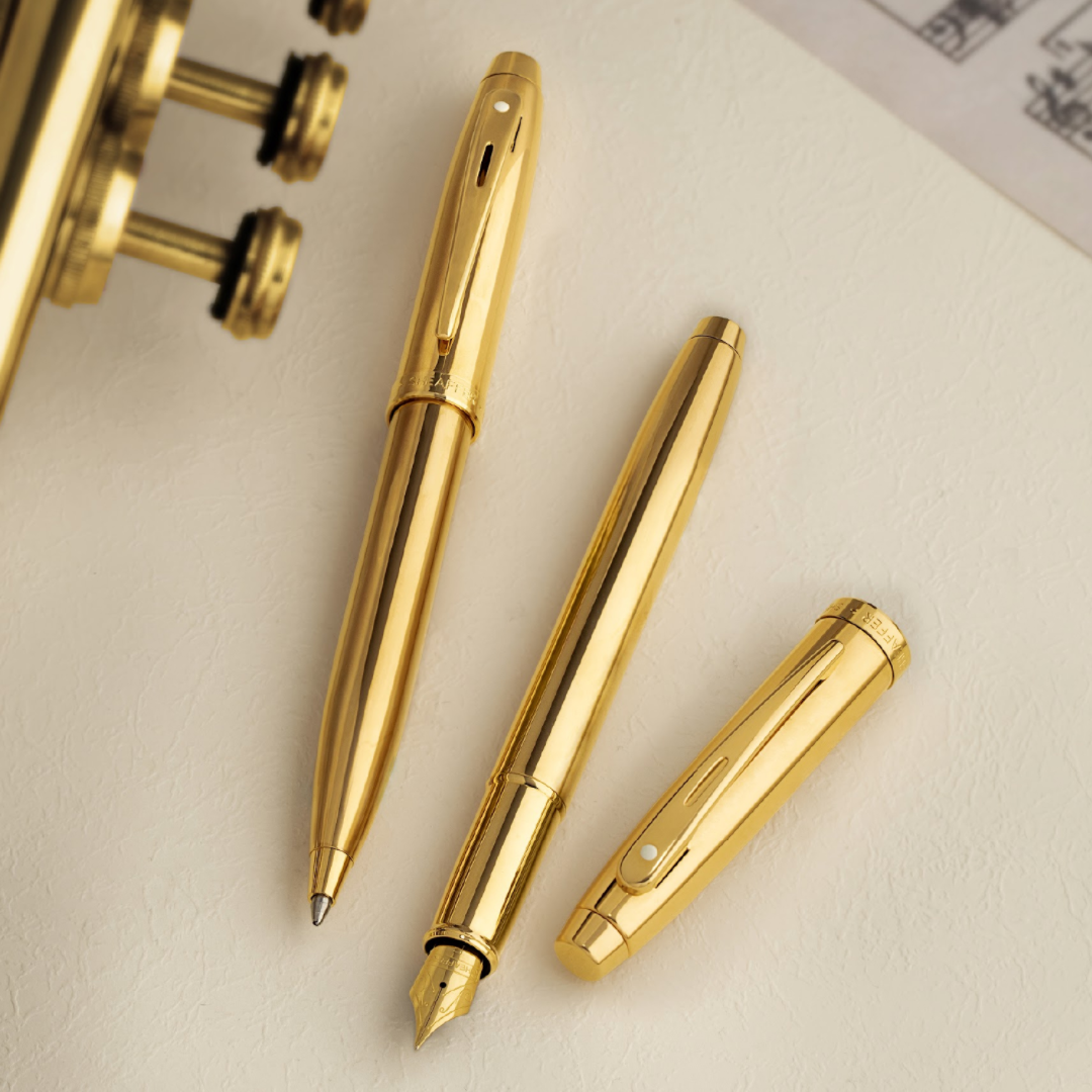 Sheaffer 100 Glossy PVD Gold Fountain Pen