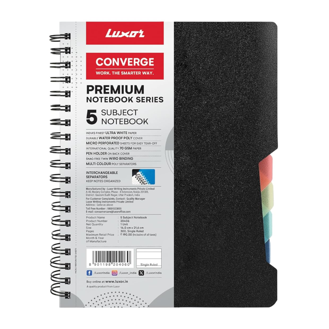 Luxor 5 Subject Notebook - A5 Size 300 Pages
