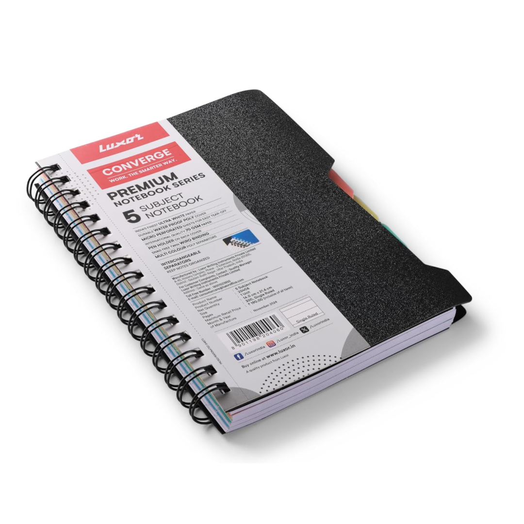 Luxor 5 Subject Notebook - A5 Size 300 Pages