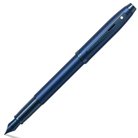 Sheaffer 100 Satin Blue Fountain Pen - Medium Nib