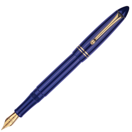 Click Yen Acrylic Blue Gold Trims Fountain Pen