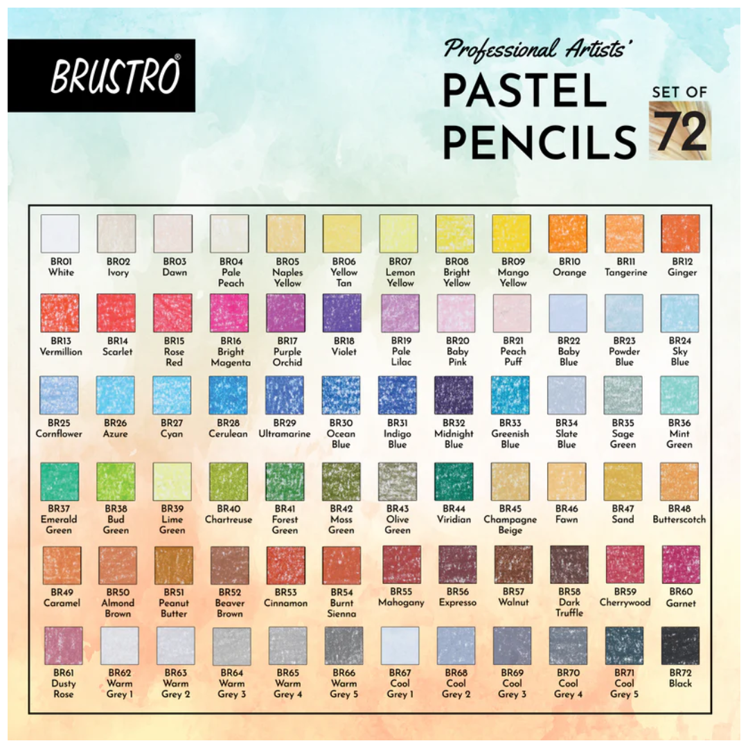 Brustro Pastel Colour Pencils - 72 Shades Set