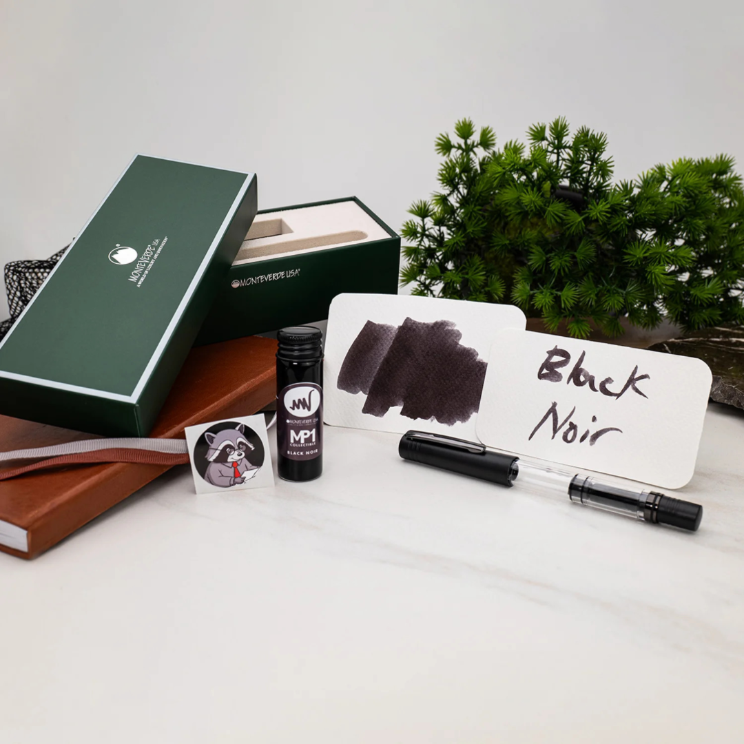 Monteverde MP1 Black Noir Fountain Pen with 15ml Ink Bottle