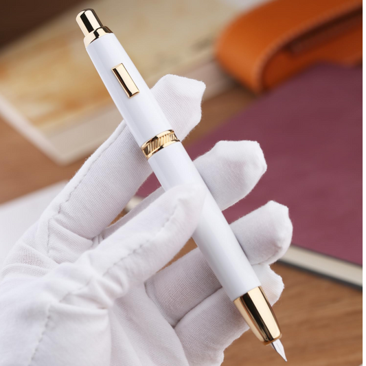 Moonman Majohn A1 Press Capless Fountain Pen White Gold