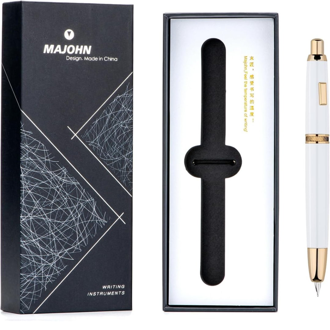 Moonman Majohn A1 Press Capless Fountain Pen White Gold