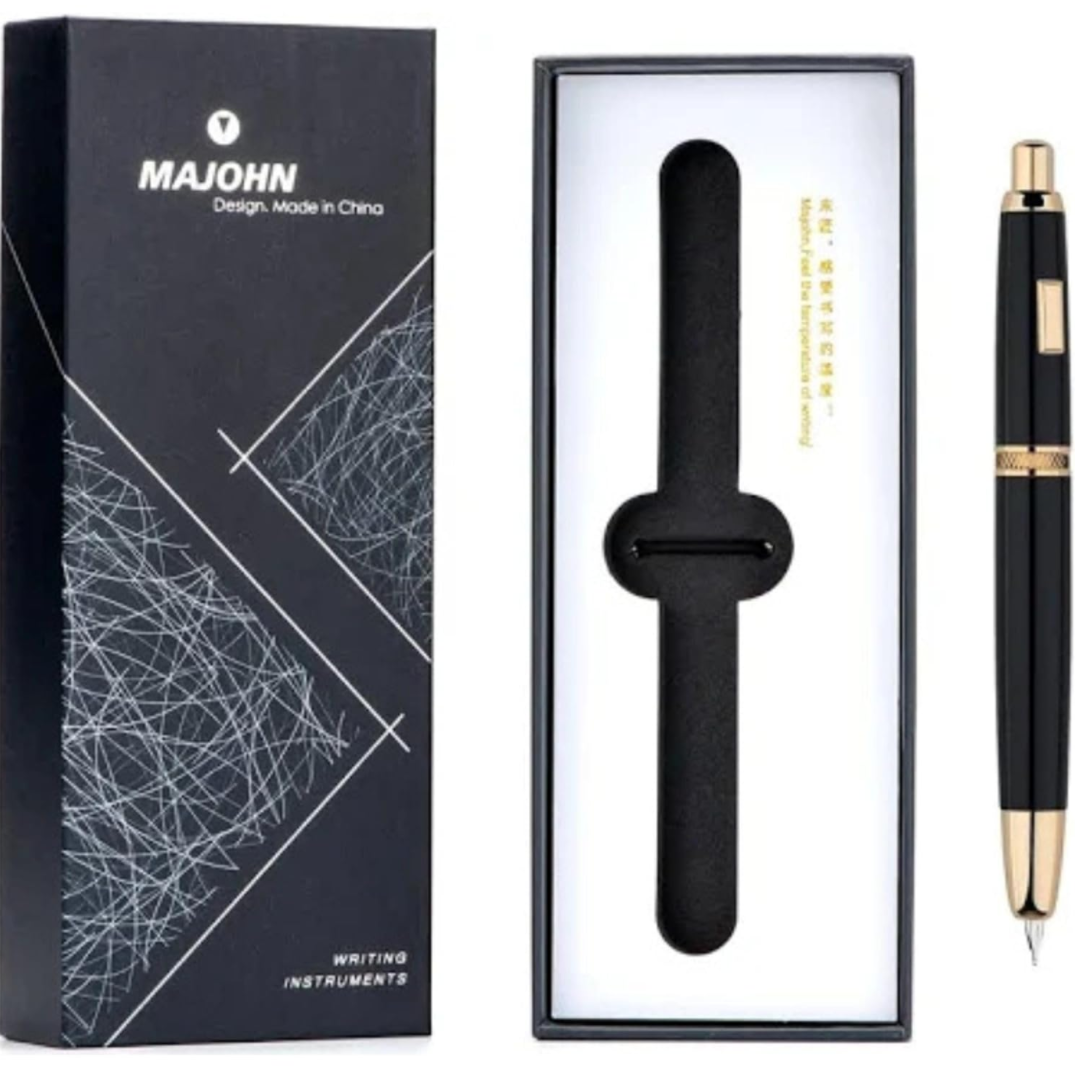 Moonman Majohn A1 Press Capless Fountain Pen Black Gold