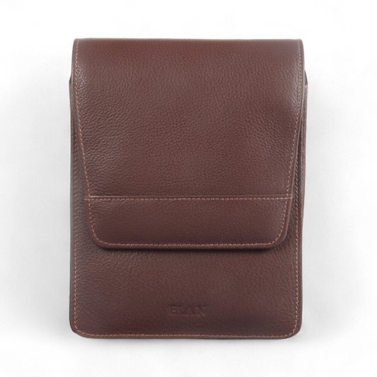 Elan 6 Pen Case Brown - Faux Leather