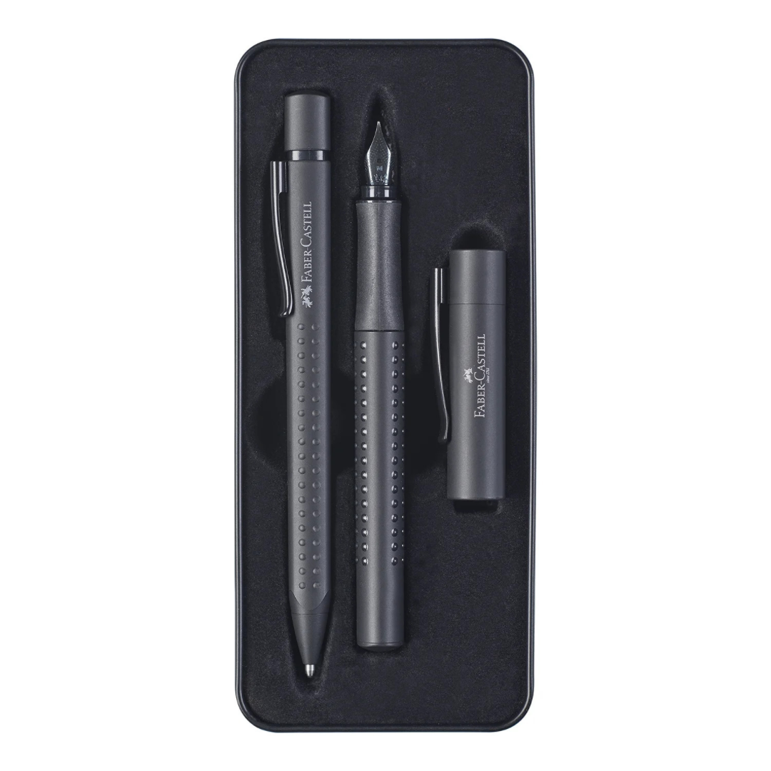 Faber Castell Grip All Black Ball Pen & Fountain Pen Set