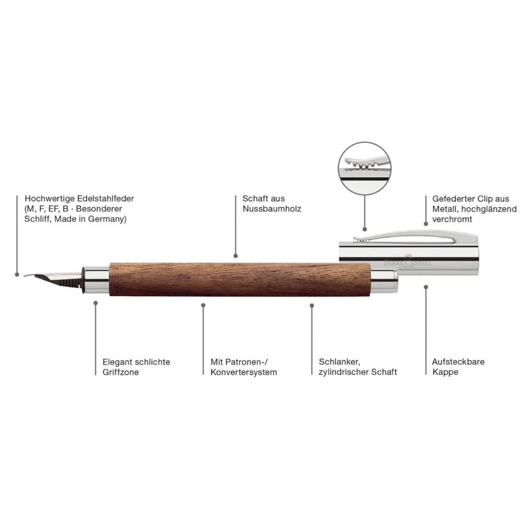 Faber Castell Ambition Fountain Pen - Walnut CT