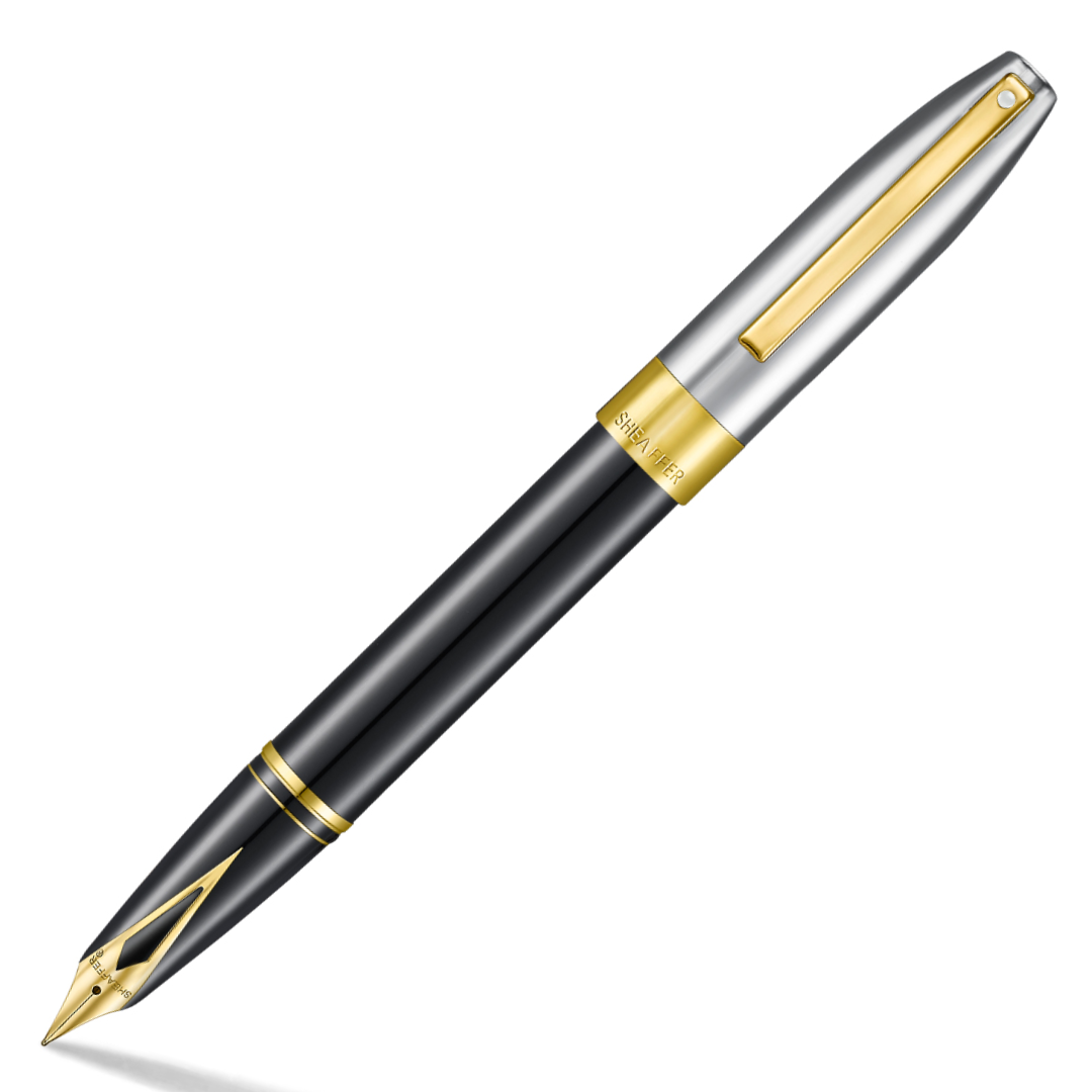Sheaffer Legacy Inlaid Nib Fountain Pen - Glossy Black & Chrome Gold