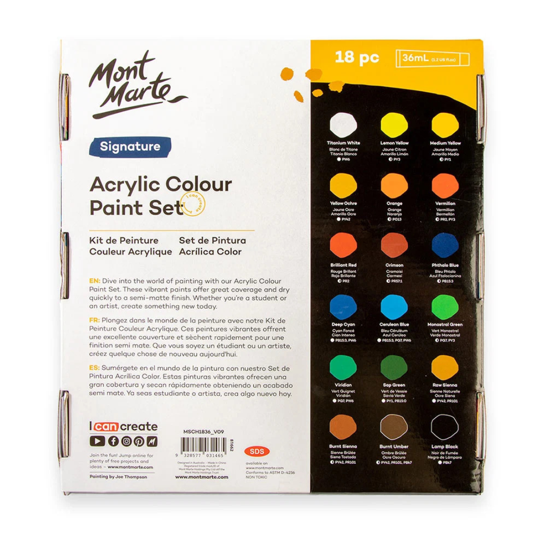 Mont Marte Acrylic Color 18 Shades Set (36ml each)