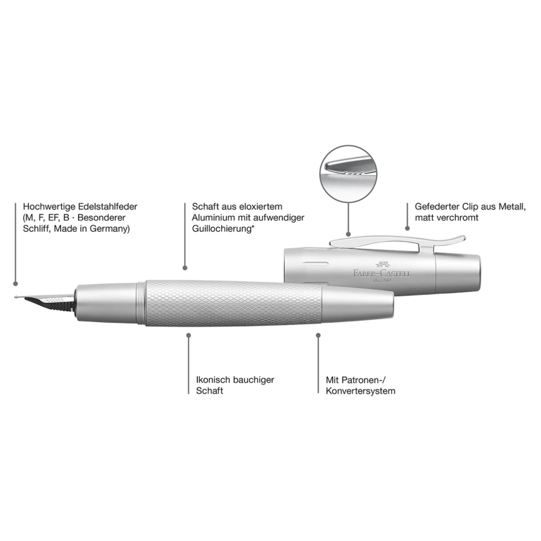 Faber Castell E Motion Fountain Pen Pure Silver CT
