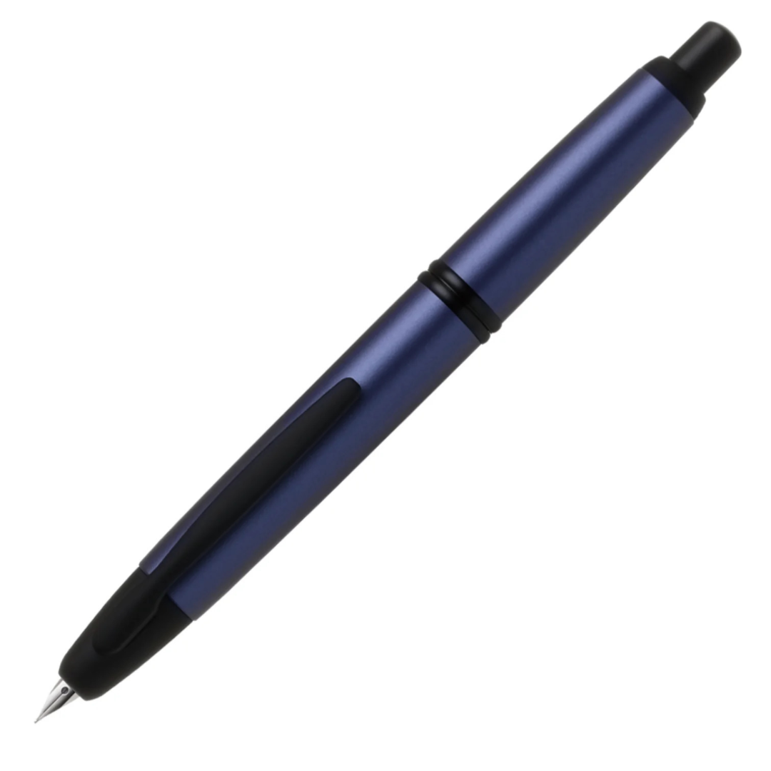 Pilot Capless Matte Ash Blue Fountain Pen Black Trims