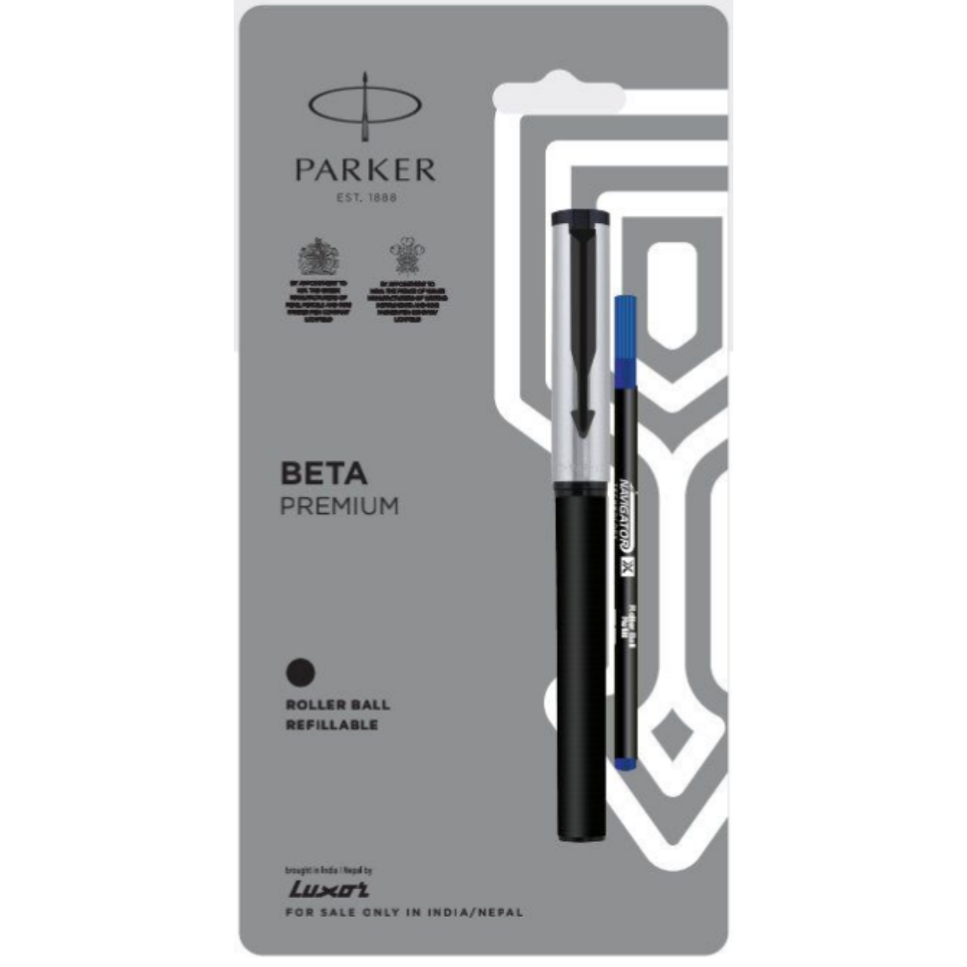 Parker Beta Premium Roller Pen - Black Silver