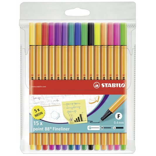 Stabilo Point 88 Fineliner Pack of 15 Colors