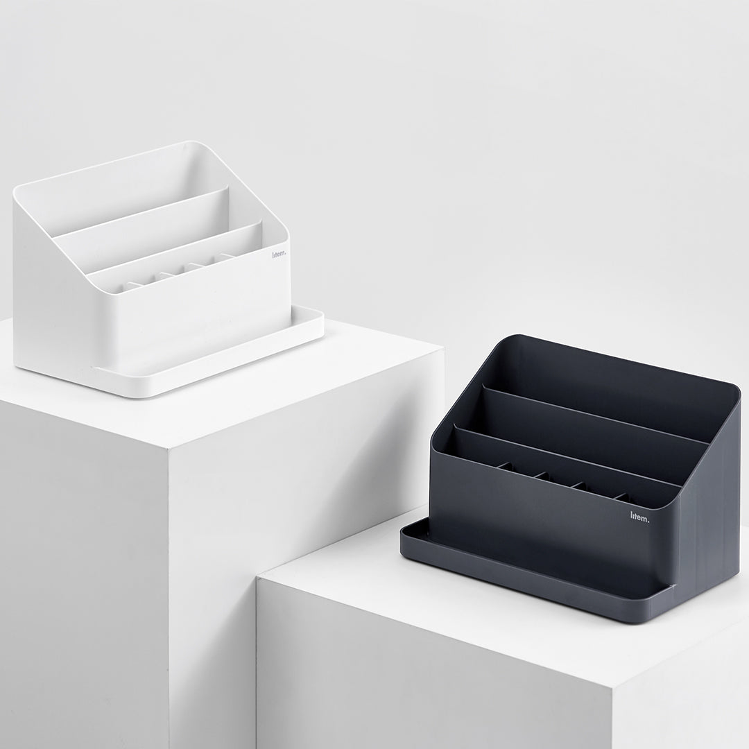 Litem Desk Organizer with Adjustable Compartments Desktop Holder - White
