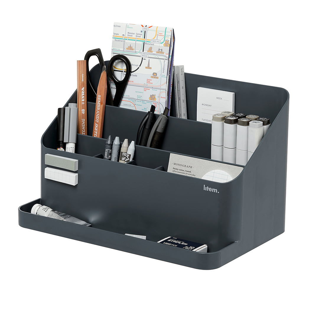 Litem Desk Organizer with Adjustable Compartments Desktop Holder - White