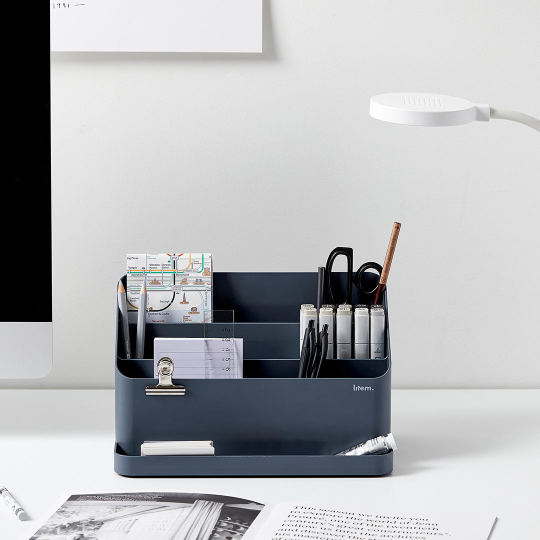 Litem Desk Organizer with Adjustable Compartments Desktop Holder - White