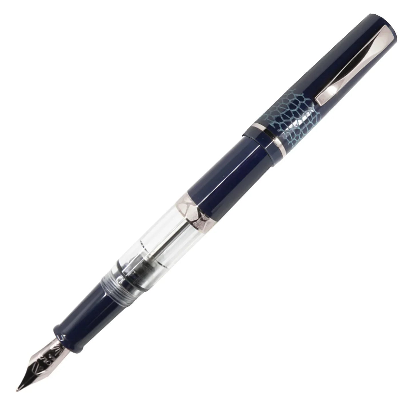 GIOIA Luminosa Deep Blue Fountain Pen - Silver  Trim