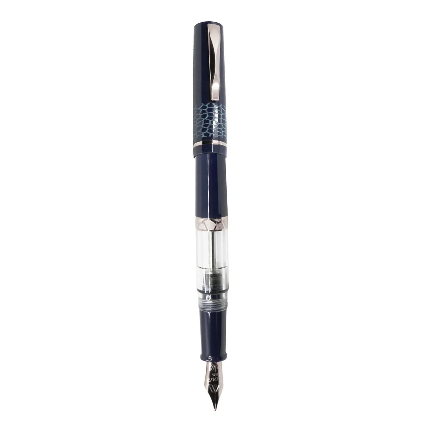 GIOIA Luminosa Deep Blue Fountain Pen - Silver  Trim