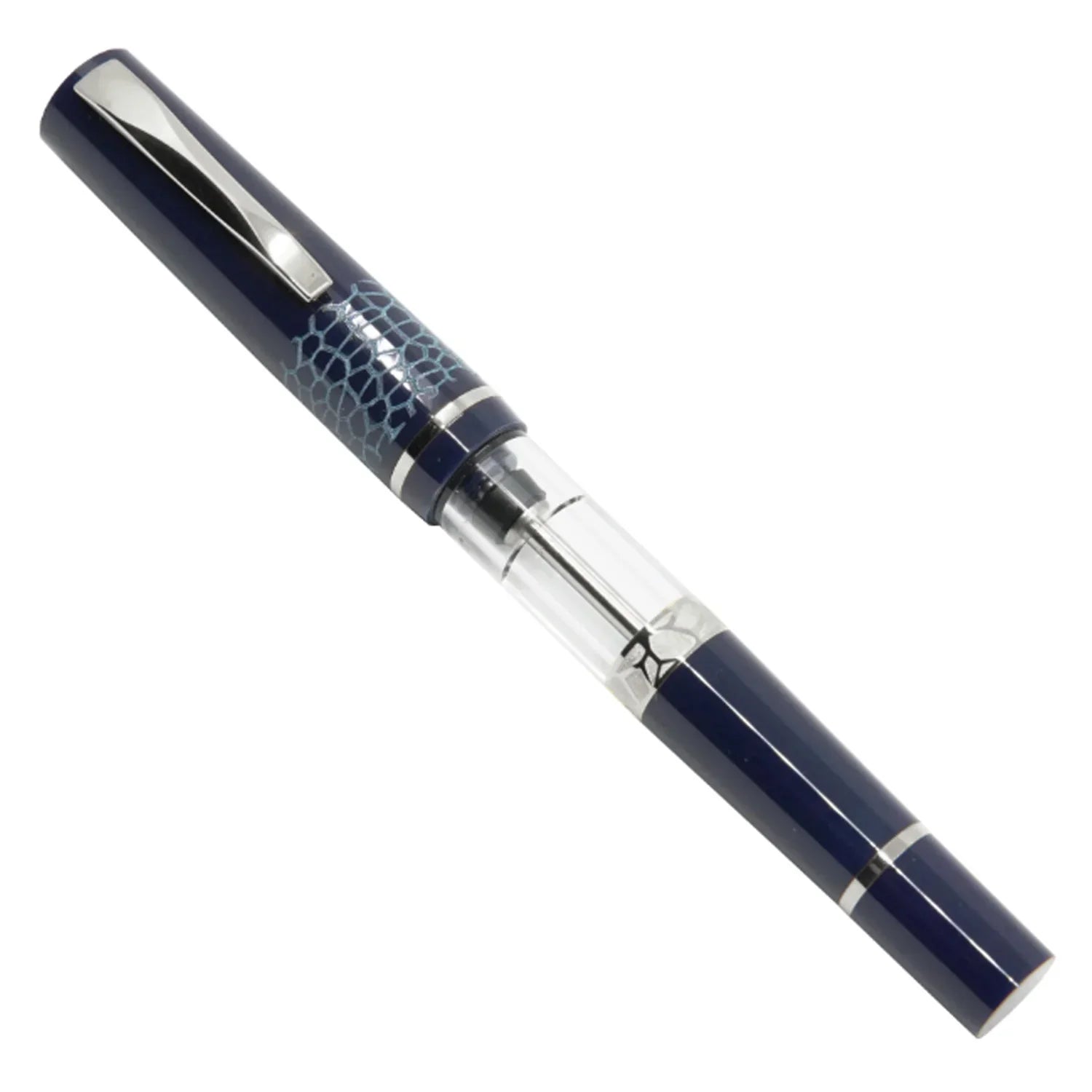 GIOIA Luminosa Deep Blue Fountain Pen - Silver  Trim