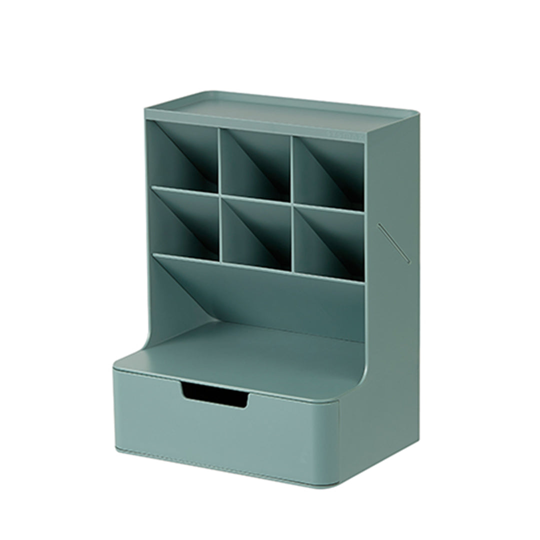 Sysmax | Hive Desk Organizer with 6 Compartments |1 Drawer| Cobalt Green| For Office & Home