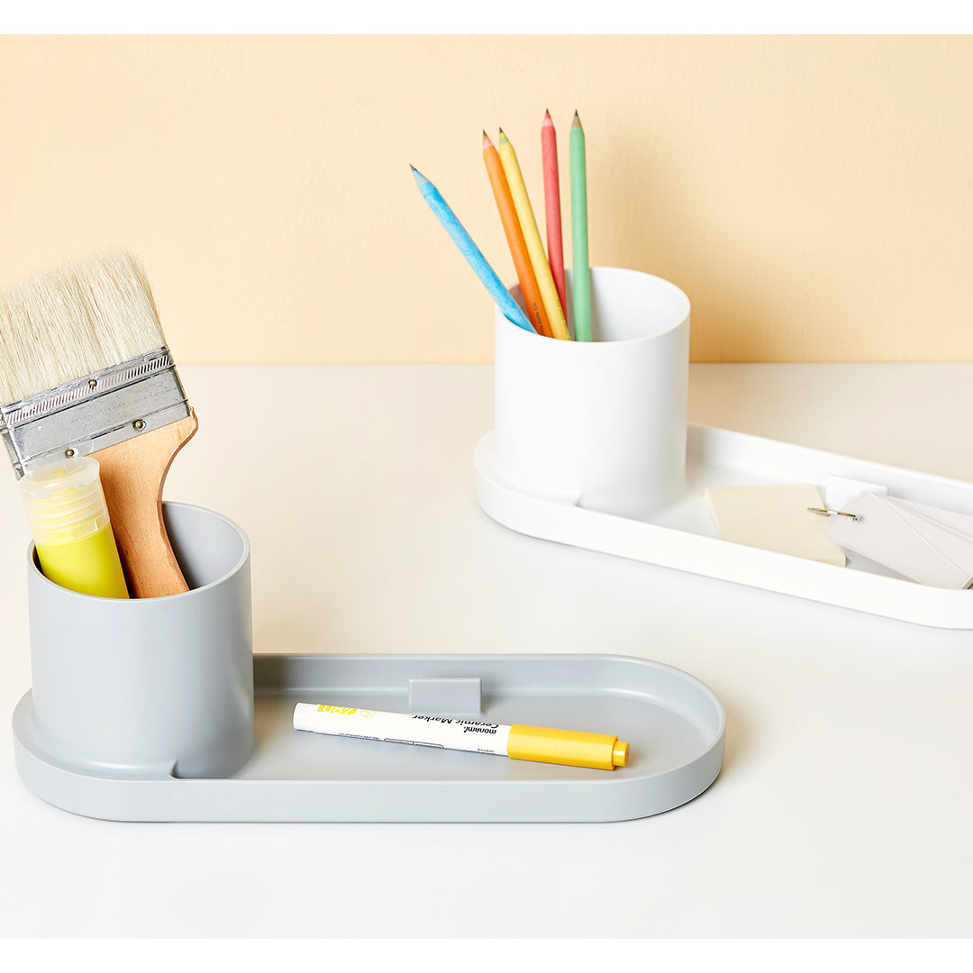Litem Pen Stand with Tray Holder Tray - Ivory