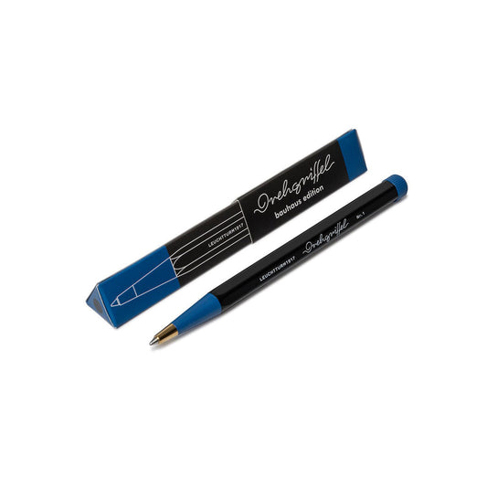 LEUCHTTURM1917 Ball Point Pen with Royal Blue Ink | Bauhaus Edition | Drehgriffel No. 1 | Black/Royal Blue | Twist Mechanism