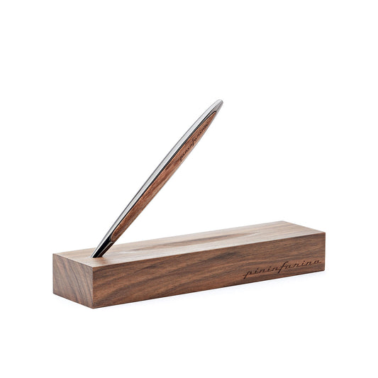 Pininfarina | Cambiano | Glossy Black | Classic Ethergraf Metal Alloy Nib | Solid Wood Desk Stand