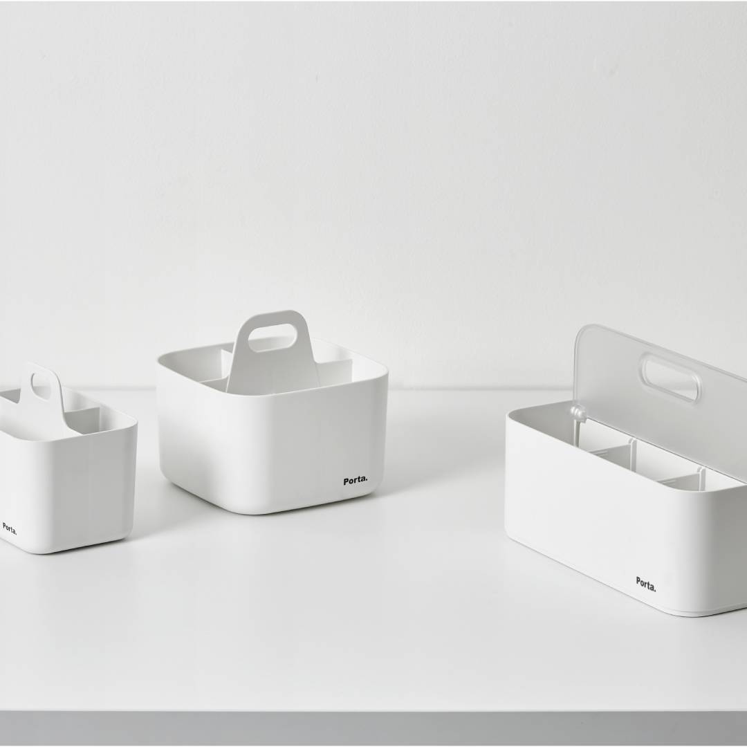 Litem | Portable |Stackable |Organizer with Lid and Adjustable Compartments | White Transparent