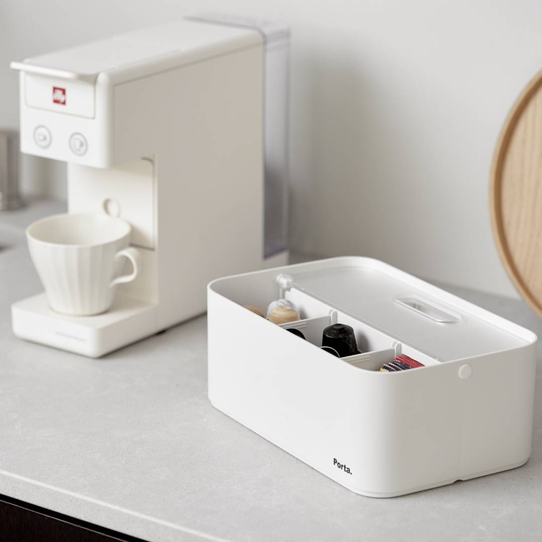 Litem | Portable |Stackable |Organizer with Lid and Adjustable Compartments | White Transparent