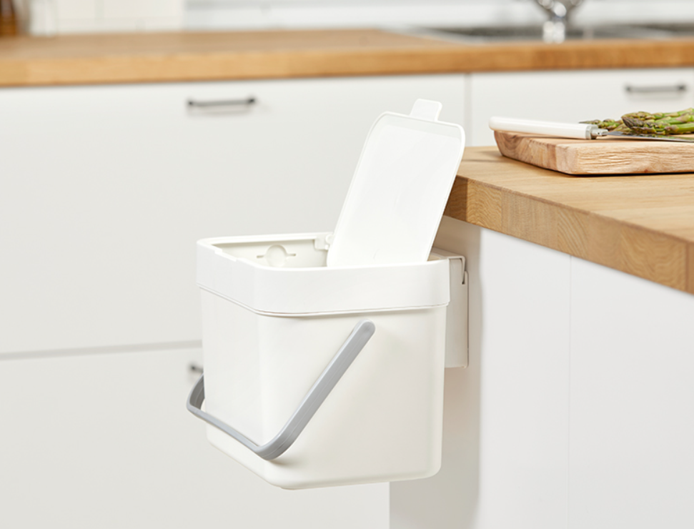 Litem Hanging Food Waste Bin with Basket-Ivory