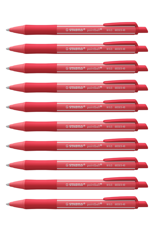Stabilo Pointball Colorful - Rust Red Ballpoint Pen - Pack Of 10
