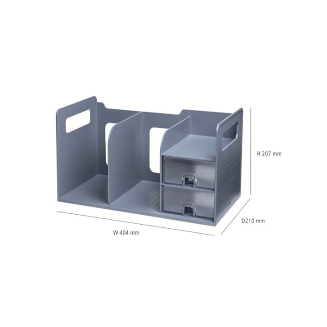 Sysmax | Book Rack With 2 Drawers | 2 Bookshelf | Organiser | White