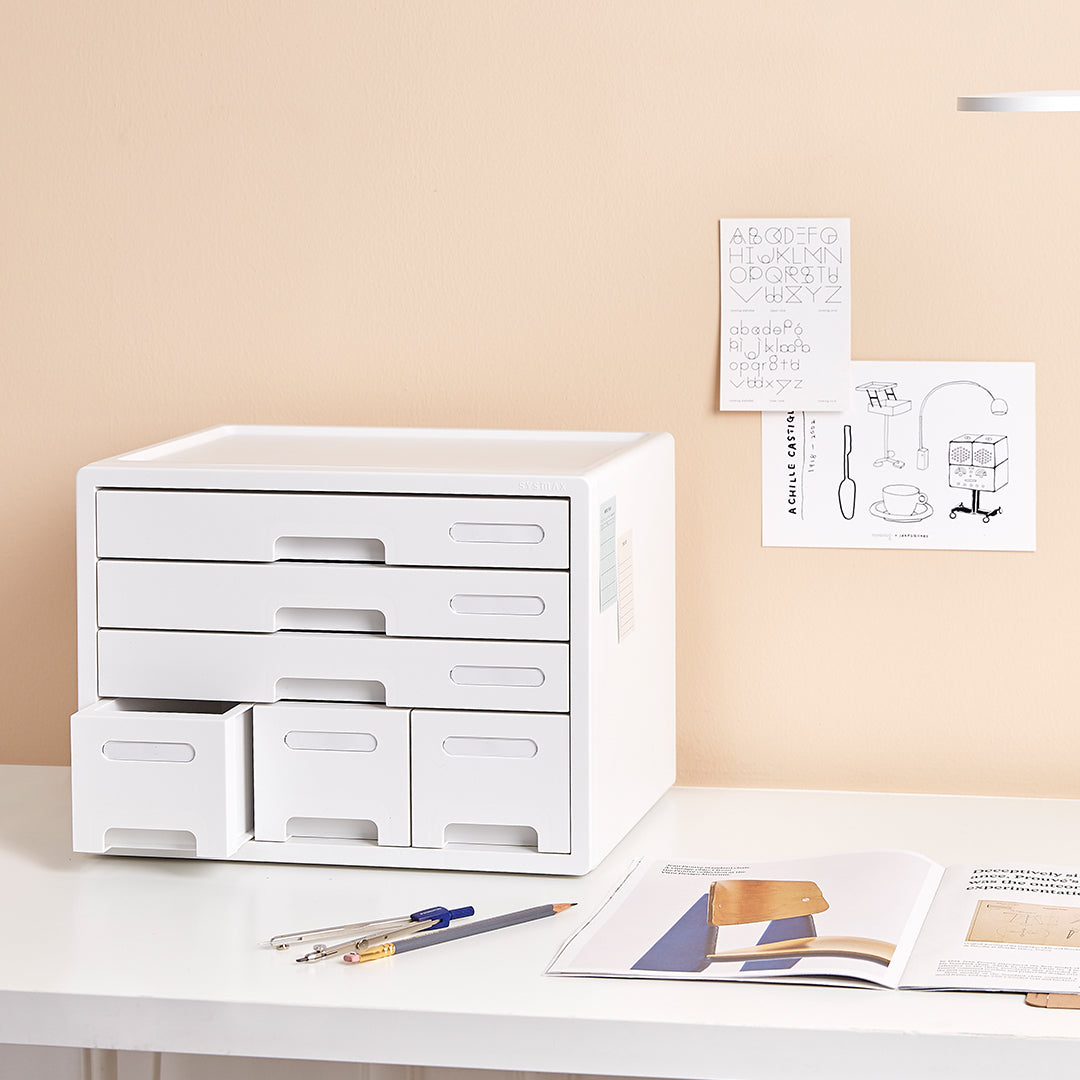 Sysmax | Combo File Cabinet| 6 Drawers| Organizer | White