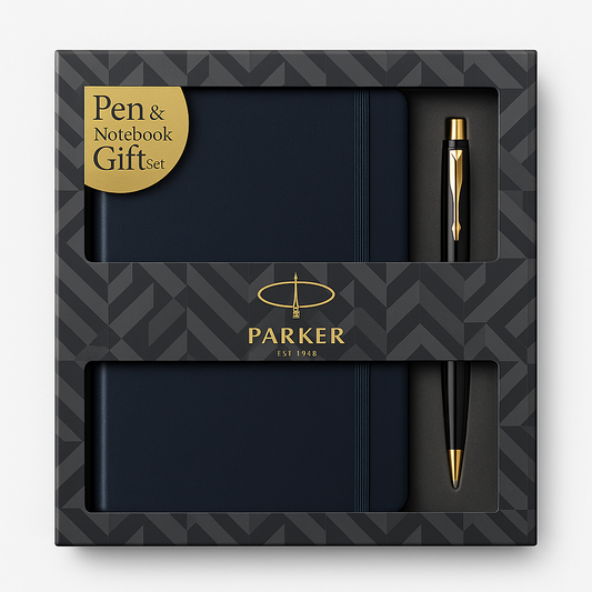 Parker Classic Matte Black Gold Trim + Parker Notebook