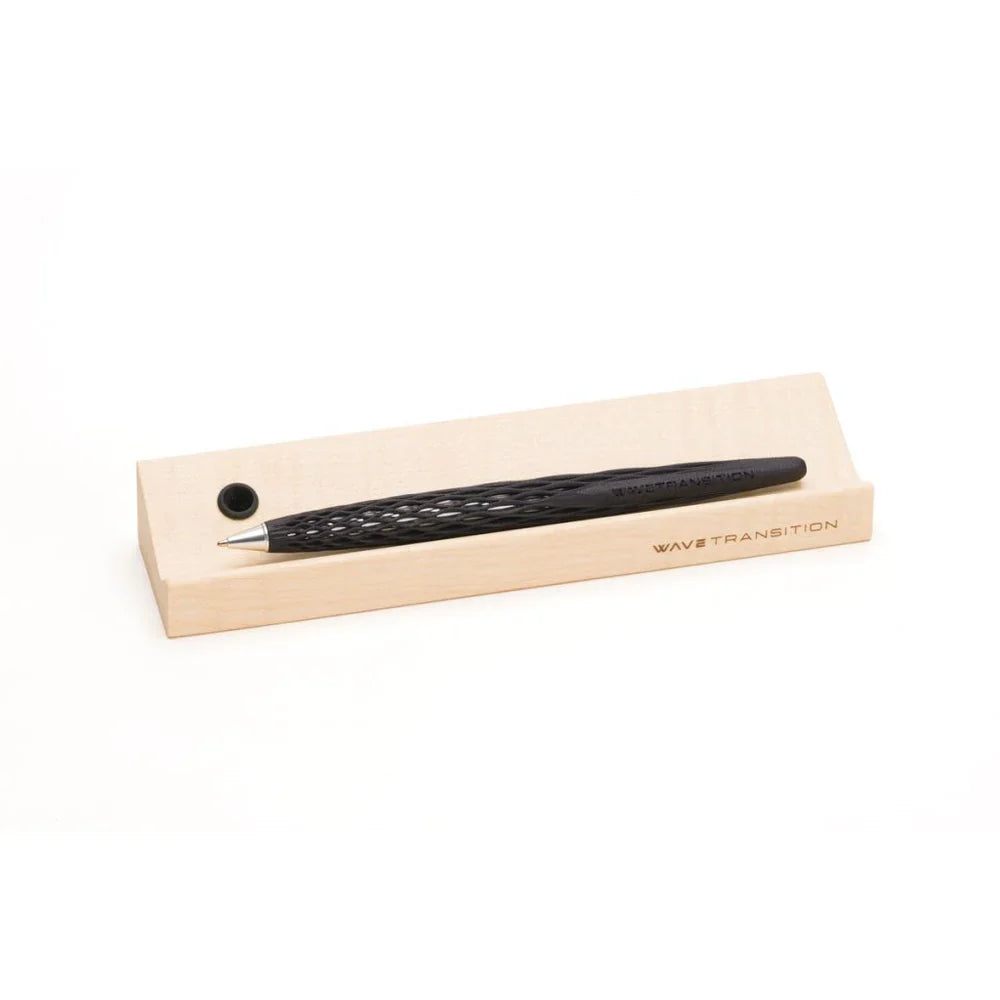 Pininfarina Forever Wave Ballpoint Pen with Maple Wood Base – Black