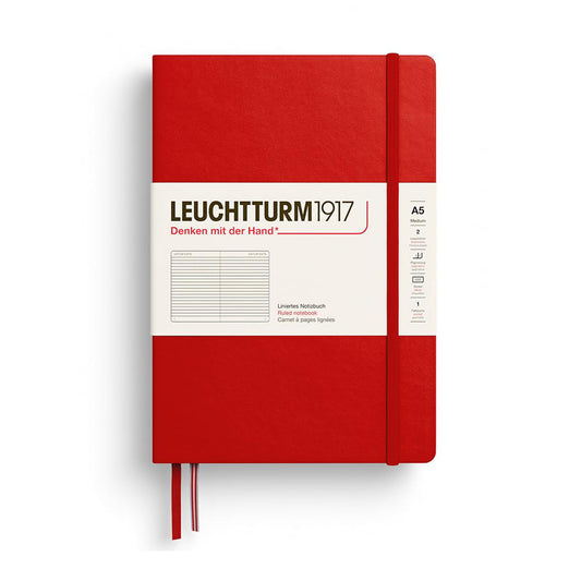 Leuchtturm1917 A5 Ruled Notebook – Cherry Hardcover with 251 Numbered Pages