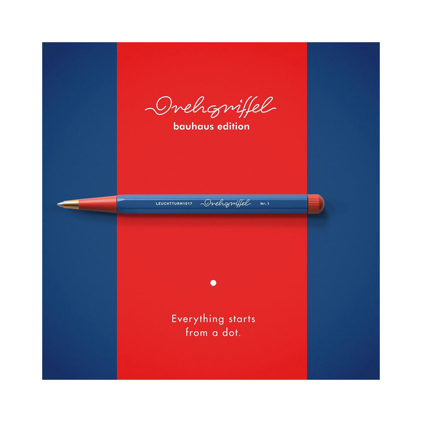 LEUCHTTURM1917 Ball Point Pen with Royal Blue Ink | Bauhaus Edition | Drehgriffel No. 1 | Royal Blue/Red | Twist Mechanism