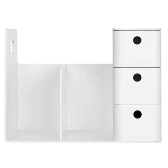 Litem Combo Book Rack with 3 Drawers 2 Bookshelf 1 Pen Stand - Cool Grey