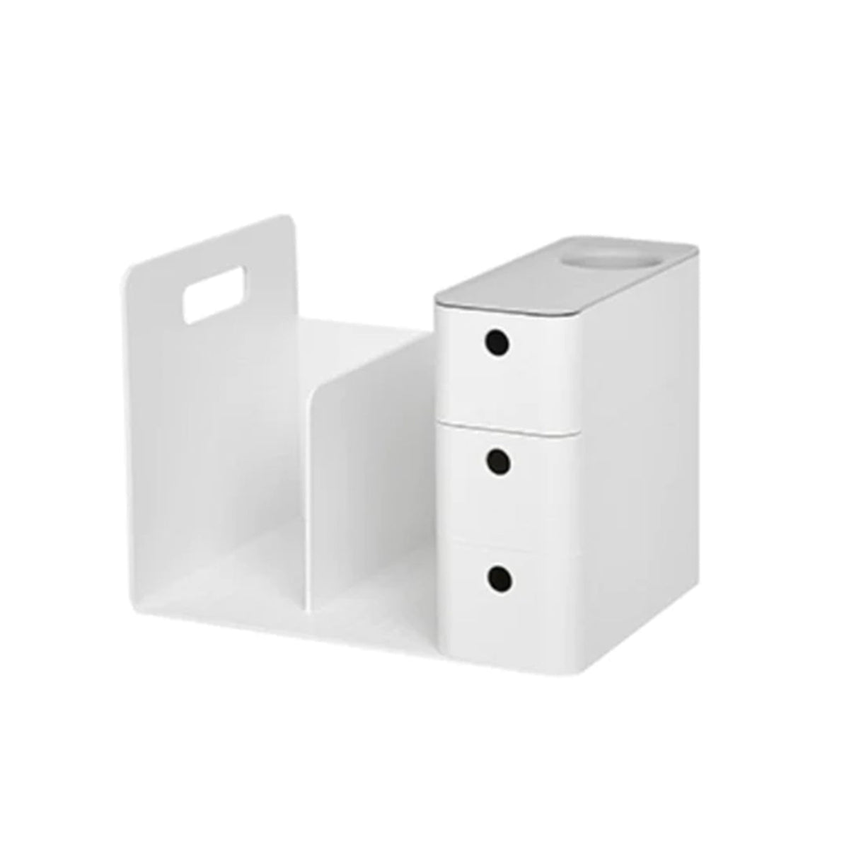 Litem Combo Book Rack with 3 Drawers 2 Bookshelf 1 Pen Stand - Cool Grey