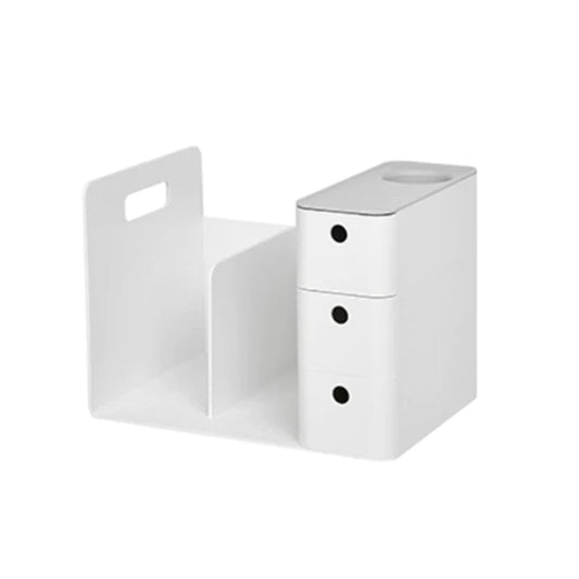 Litem Combo Book Rack with 3 Drawers 2 Bookshelf 1 Pen Stand - Cool Grey