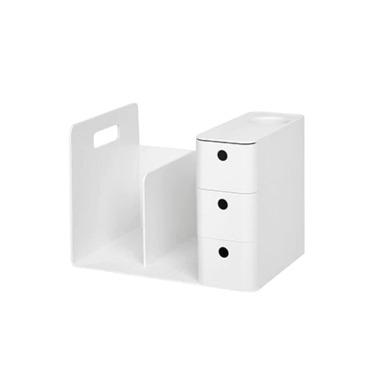 Litem Combo Book Rack with 3 Drawers 2 Bookshelf 1 Pen Stand - White
