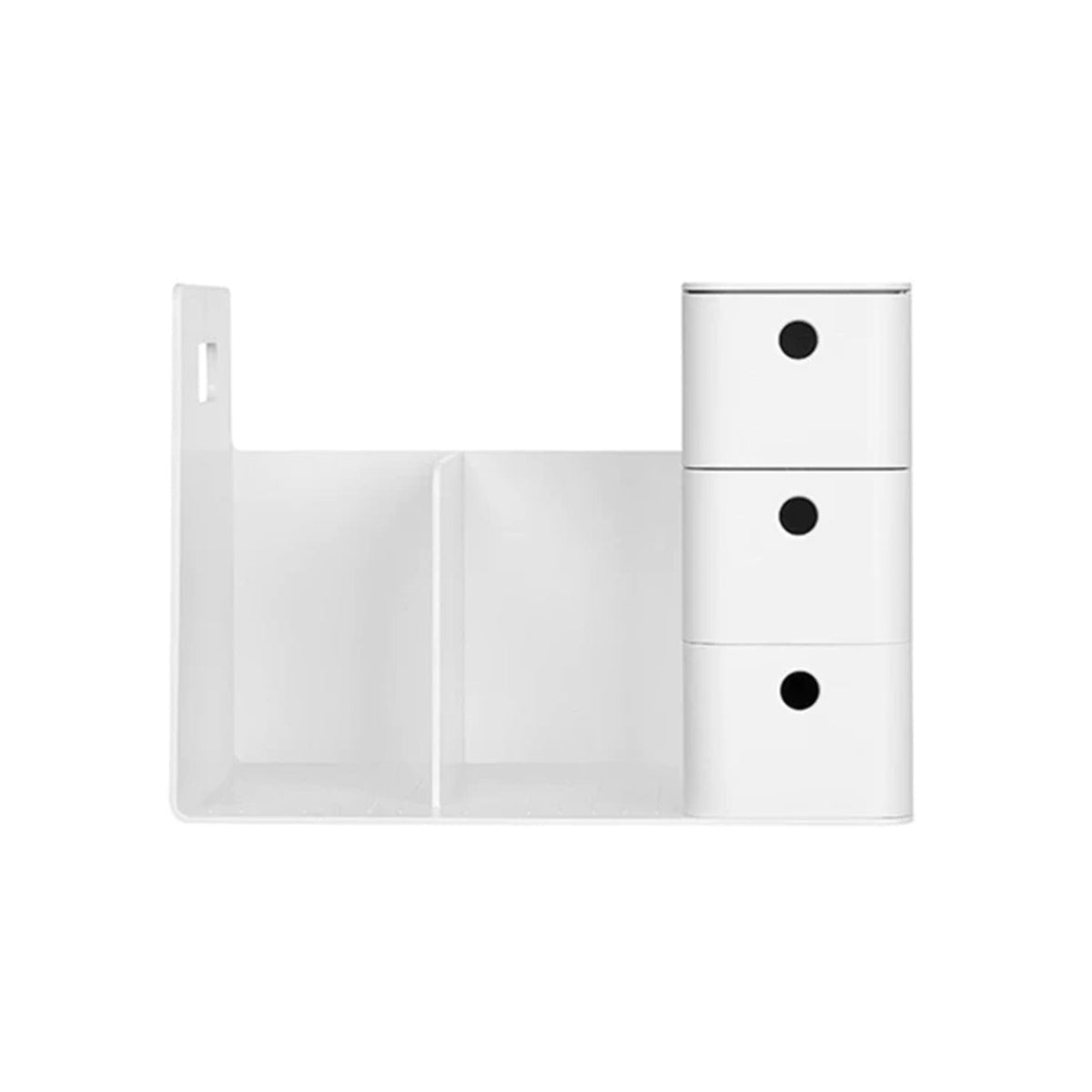 Litem Combo Book Rack with 3 Drawers 2 Bookshelf 1 Pen Stand - White