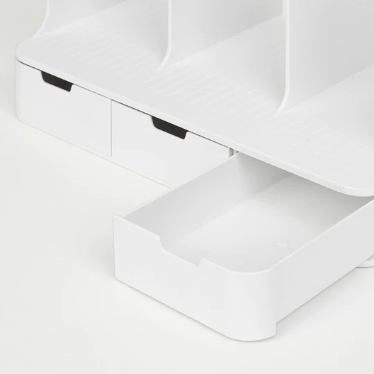 Sysmax | Olio Book Rack with 3 Compartments | 3 Drawers | Organiser | White