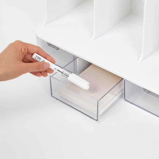 Sysmax | Olio Book Rack with 3 Compartments | 3 Drawers | Organiser | White