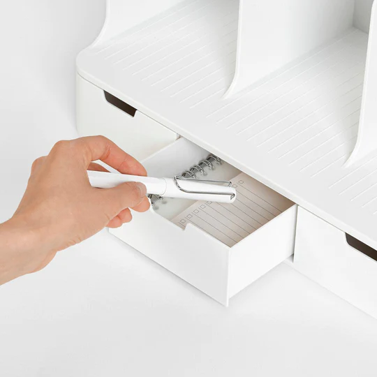 Sysmax | Olio Book Rack with 3 Compartments | 3 Drawers | Organiser | White