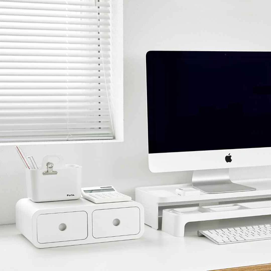 Sysmax | Storage Box | Monitor Stand | White | For Office & Home