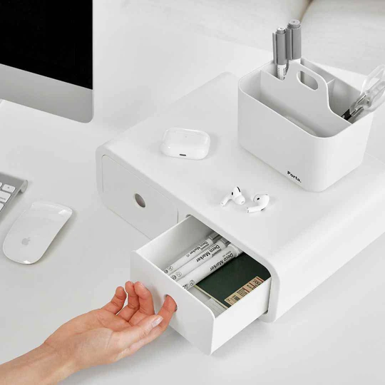 Sysmax | Storage Box | Monitor Stand | White | For Office & Home